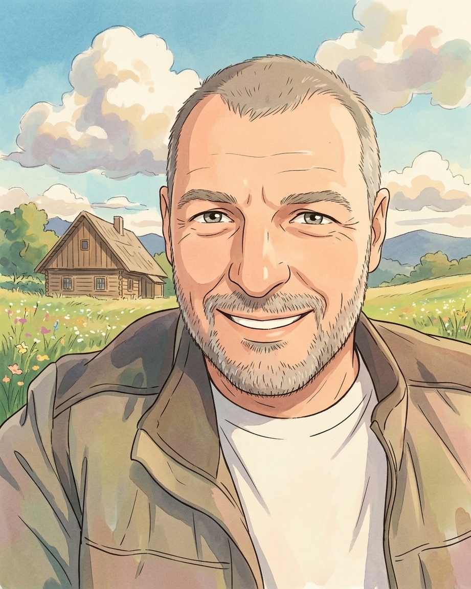 Studio Ghibli anime - AI portrét Ján Mika